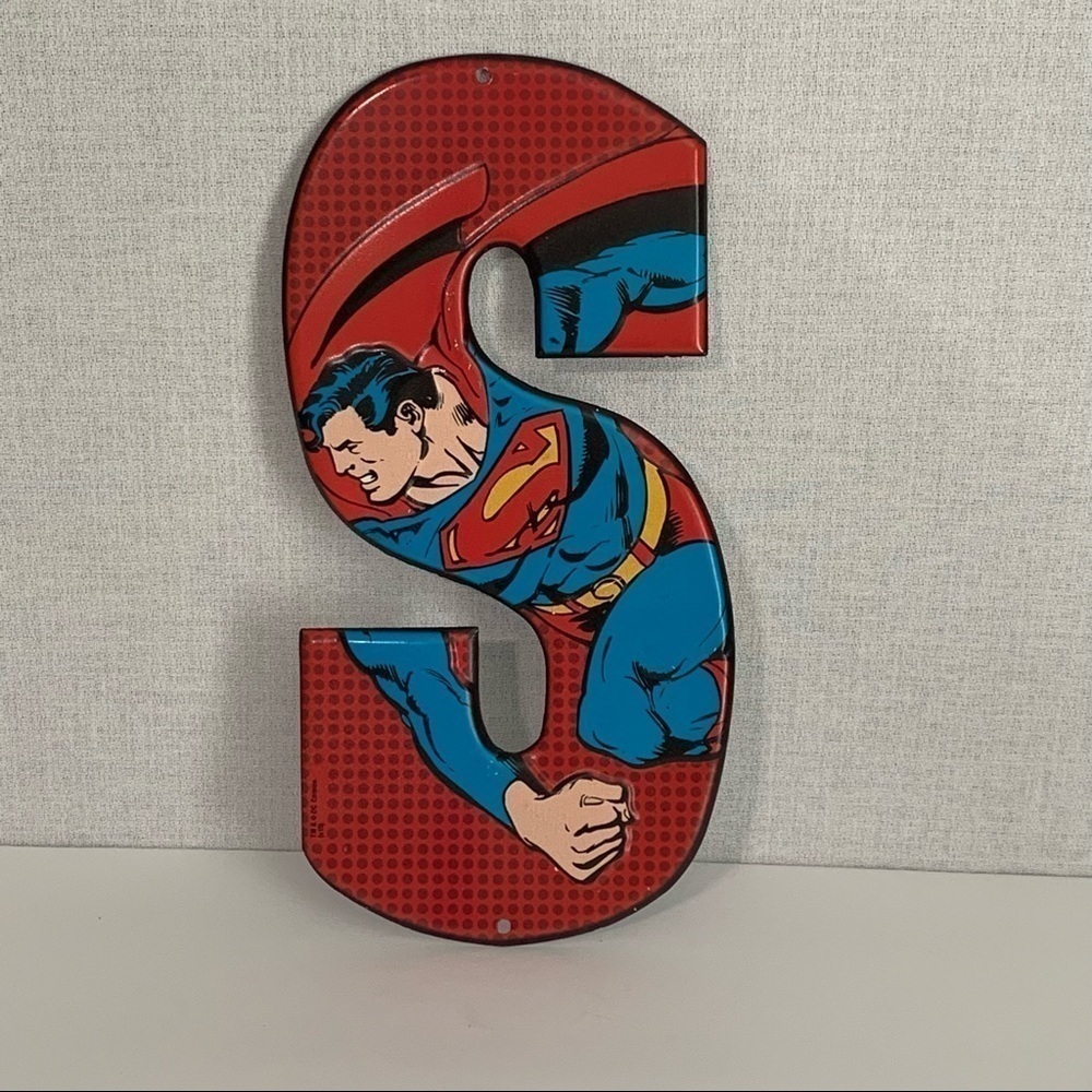 Superman Superhero Metal "S" Sign Wall Décor 10" x 5" Open Road Brand